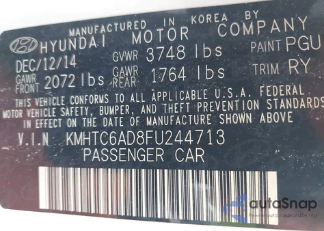 2015 Hyundai Veloster z USA, uszkodzony, nr VIN KMHTC6AD8FU244713